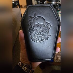 Lazy Skull Zip Around Coffin Wallet